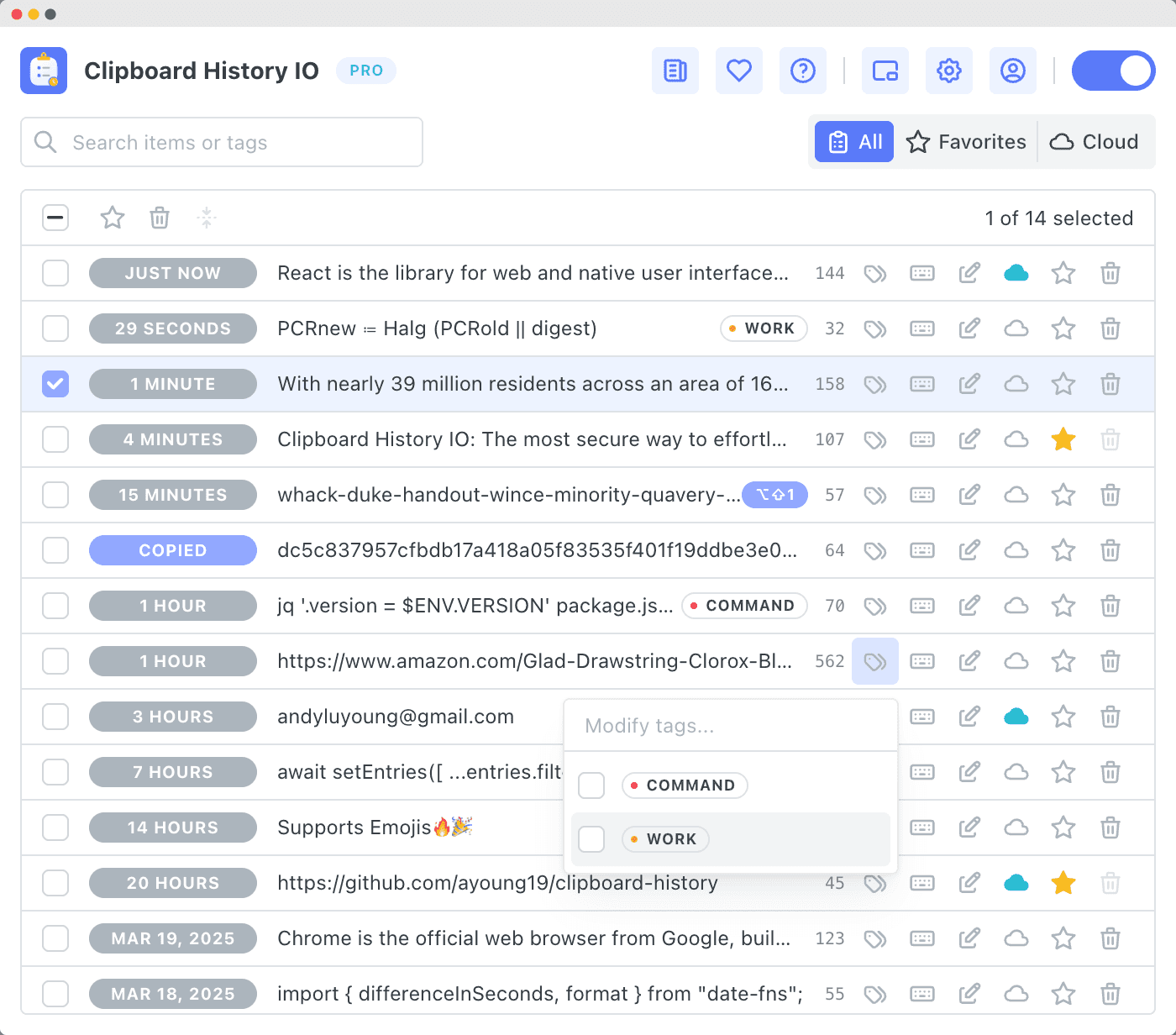 Clipboard History IO Light Mode Screenshot
